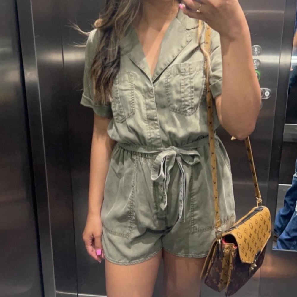 Express Green Utility Jumpsuit with Drawstring Waist